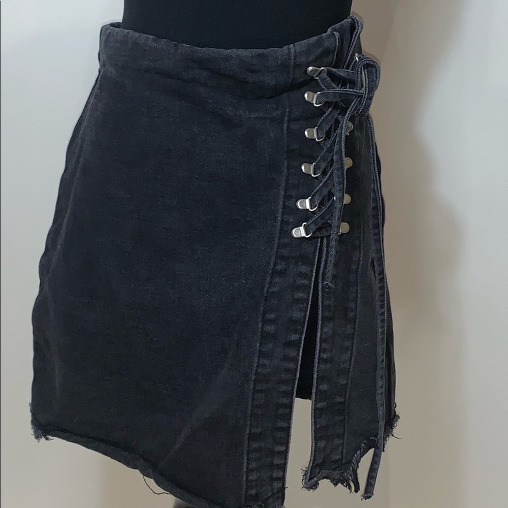 Grey Denim Mini Skirt